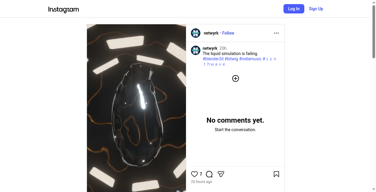 Instagram reel: The liquid simulation is failing.